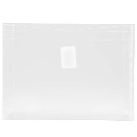 JAM Paper 5.5" x 7.5" Clear Plastic Hook & Loop Closure Envelopes, 12ct.